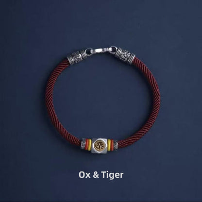 LuckyCharms Guardian Buddhas Seed Syllables Dark Red Bracelet