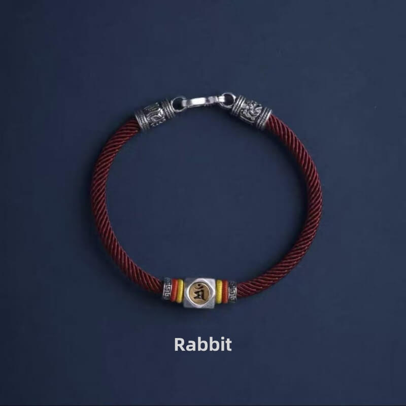 LuckyCharms Guardian Buddhas Seed Syllables Dark Red Bracelet