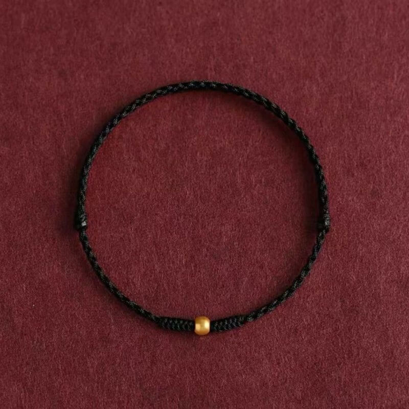 LuckyCharms Gold Luck Bead Red String Braided Rope Bracelet