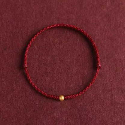 LuckyCharms Gold Luck Bead Red String Braided Rope Bracelet