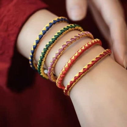 LuckyCharms Dragon Scale Motif Nine Vehicle Vajra Knot Braided Bracelet