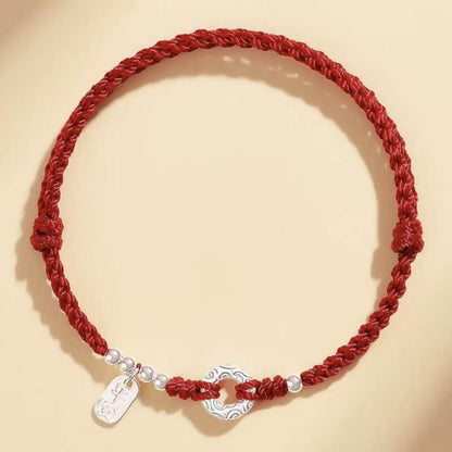 LuckyCharms 925 Silver Peace Buckle Luck & Happiness Braided Rope Bracelet