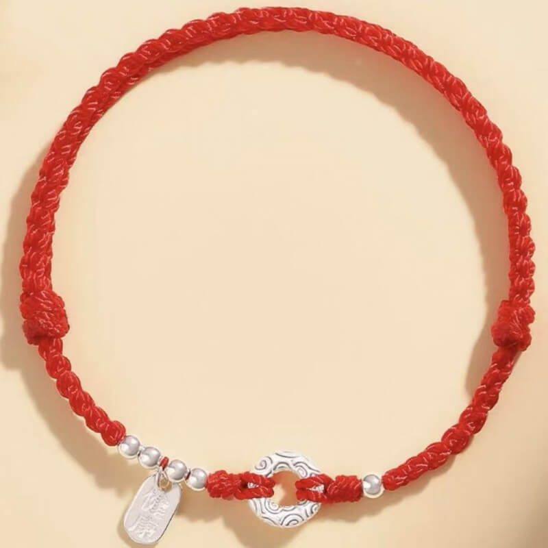 LuckyCharms 925 Silver Peace Buckle Luck & Happiness Braided Rope Bracelet