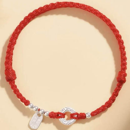 LuckyCharms 925 Silver Peace Buckle Luck & Happiness Braided Rope Bracelet