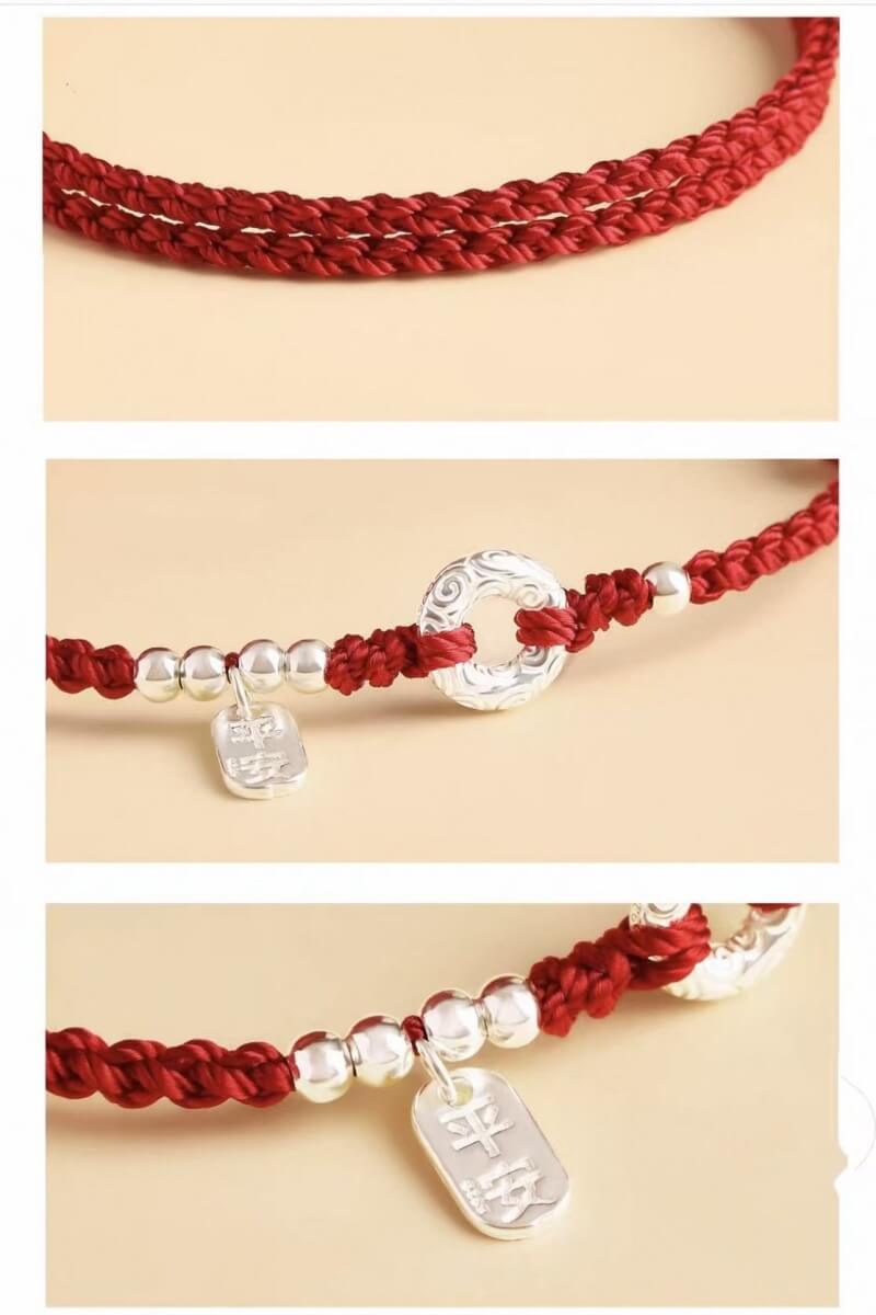 LuckyCharms 925 Silver Peace Buckle Luck & Happiness Braided Rope Bracelet