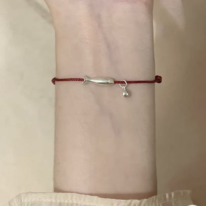 LuckyCharms 925 Silver Fish Wealth & Luck Braided Rope Bracelet