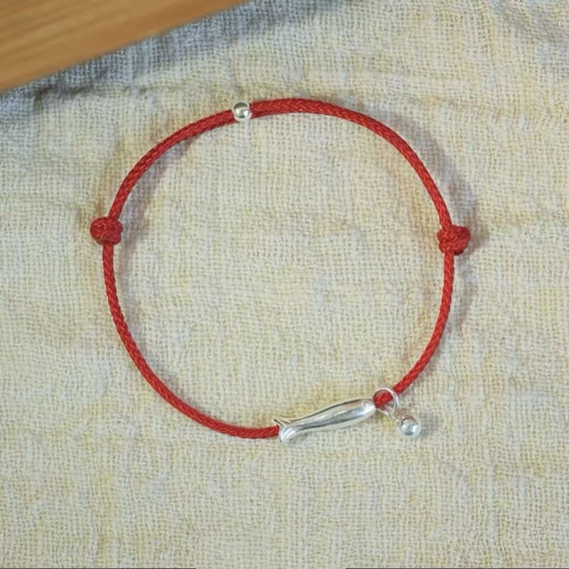 LuckyCharms 925 Silver Fish Wealth & Luck Braided Rope Bracelet