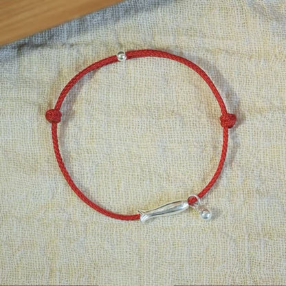 LuckyCharms 925 Silver Fish Wealth & Luck Braided Rope Bracelet