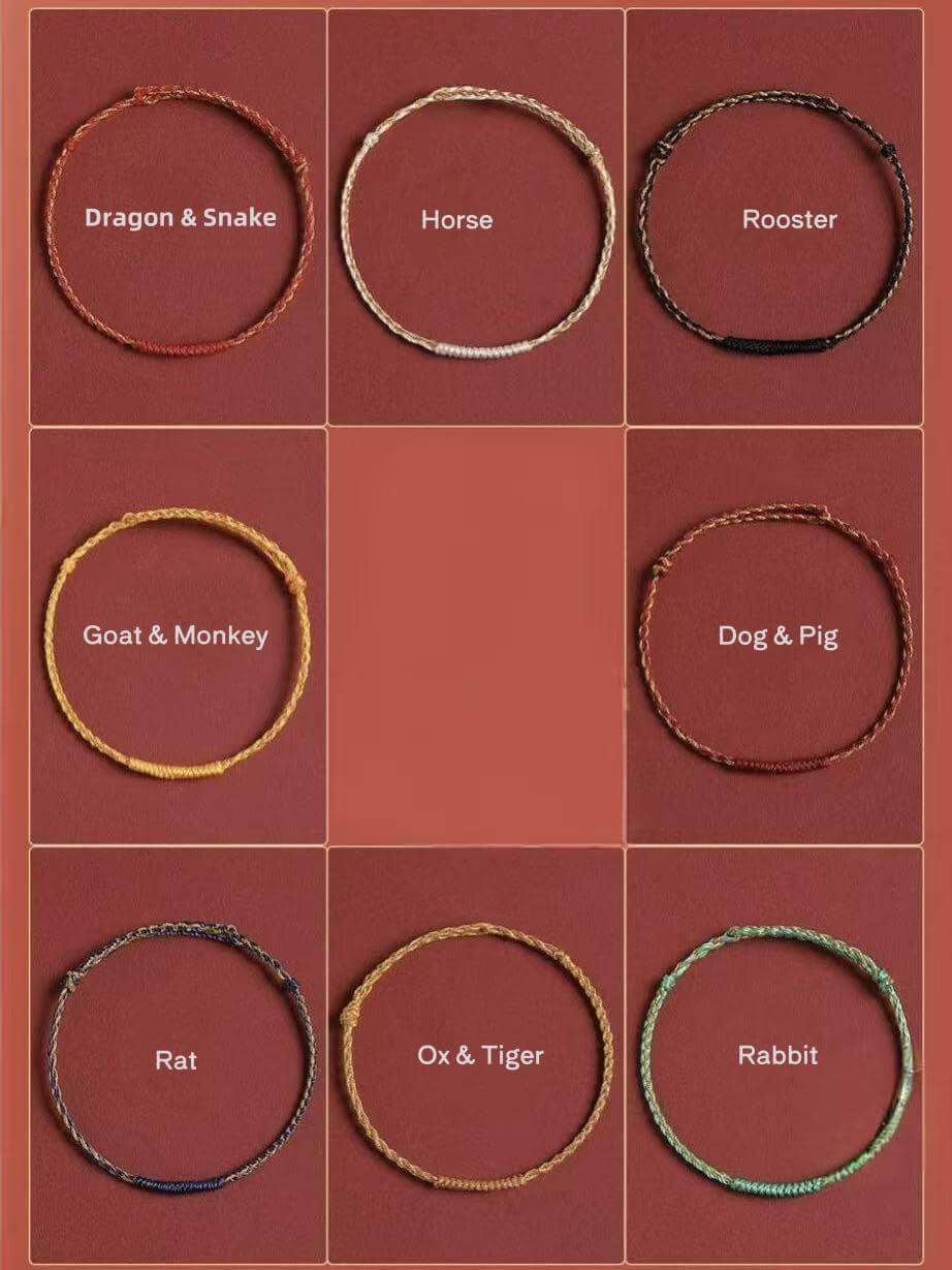 LuckyCharms Chinese Zodiac Protection Blessing Braided Rope Bracelet