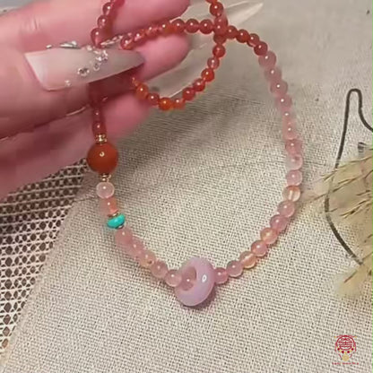 The Imperial Rose Mala - Premium Graduated South Red Agate & Turquoise