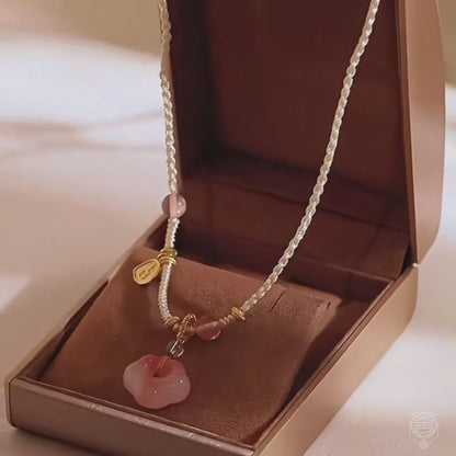 Auspicious Cloud Lock Pendant Necklace - Natural Chalcedony & Agate