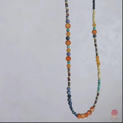 Set aus Halskette und Armband mit natürlicher Jade und roten Achat-Samenperlen
