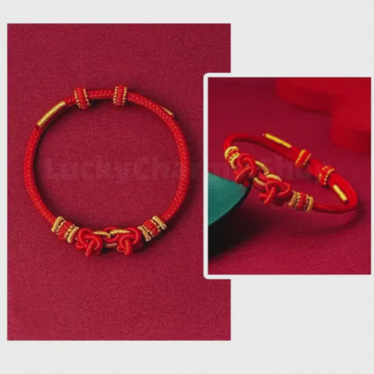 Bracelet tissé multicolore à nœud porte-bonheur du Mont Wutai - 5 couleurs, zen et de bon augure