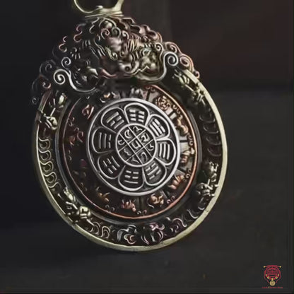 Pendentif rotatif tibétain Neuf Palais Huit Trigrammes - Talisman d'époque Yongle