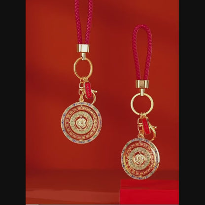 Palace Museum "Wanchun Pavilion" Imperial Caisson Ceiling 4-Layer Rotating Keychain - Kinetic Architectural Geometry Metal Key Ring & Bag Charm