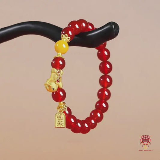 Immediate Wealth Natural Agate Gold-Plated Horse Bracelet | 2026 Year of the Horse Lucky Jewelry