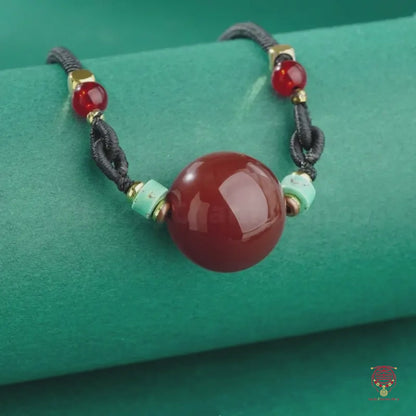 Tibetan Blessing 20mm Massive Red Agate Fortune Bead Protection Necklace