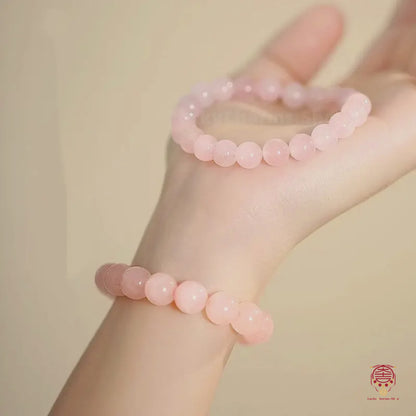 Natural Pink Rose Quartz Bracelet | Transparent Crystal, Gentle & Romantic Jewelry