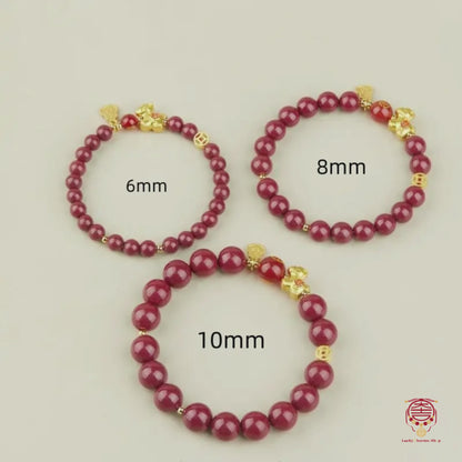 The Sovereign Horse Year Talisman - Premium Natural Cinnabar & 925 Sterling Silver Gold-Plated Bracelet
