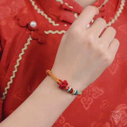 Bracelet béni du Mont Putuo | Nœud de sagesse et nœud de lotus, mélange de nylon et de fil métallique, 2 couleurs disponibles, bijou porte-bonheur 