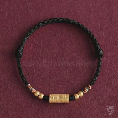 Bracelet Lulu Tong béni du Mont Putuo, tissé à la main | Accessoire plaqué or, bijou porte-bonheur zen pour le quotidien et les cadeaux