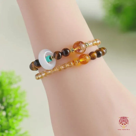 Mount Putuo Blessed Five Elements Natural Crystal Gradient Double Wrap Bracelet