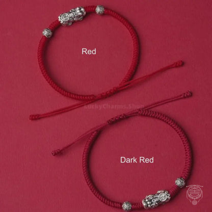 The Cosmic Rotation - Authentic S999 Fine Silver Three-Dimensional Fu-Blessing PiXiu Totem & Matching Wealth-Coin Transfer Bead High-Density Cotton Amulet Bracelet