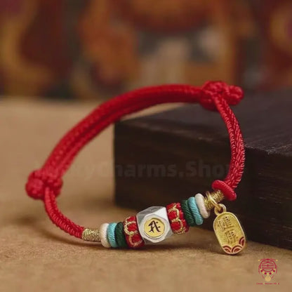 The Sanctuary Guardian Cord - Mount Wutai Blessed Two-Tone Zodiac Guardian Buddha Sacred Seed Syllable Red String Bracelet