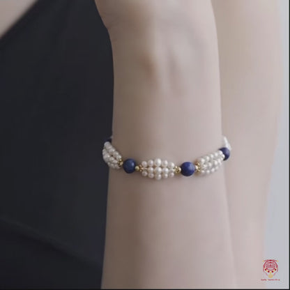Natural Lapis Lazuli & Multi-Strand Twisted Freshwater Pearl Set