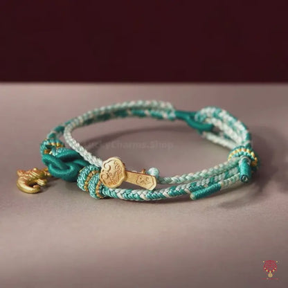National Museum Ruyi Jade Wenchang Knot 2-in-1 Phone Lanyard & Adjustable Bracelet - Gold-Plated Koi & Lotus Cultural Charm