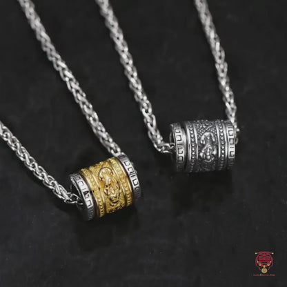Men's 925 Sterling Silver Spinning Pixiu Fortune Barrel Necklace