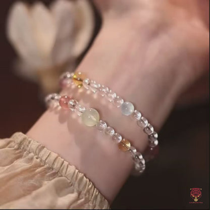 Natural Clear Quartz & Multi-Gemstone Double-Wrap Bracelet