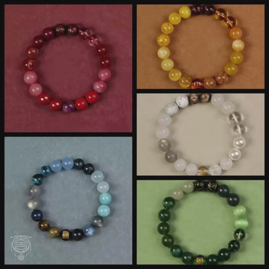 Mount Sanqing Blessed Natural Treasure Crystal Bracelet | Gold Five Elements Charm Spacer, Origin Crystal & Gemstone