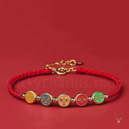 Five Directions God of Wealth Blessed Braided Bracelet | 925 Silver, Tibetan Style, Lucky Wealth Bracelet