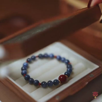 Natural 6A Cat's Eye Kyanite & Nan Hong Agate Stretch Bracelet