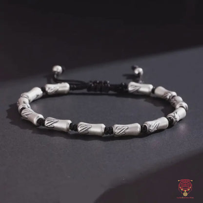 Bracelet Lu Lu Tong en argent sterling pour homme | Forme de nœud en bambou, texture mate, résistant à l'usure, bijou porte-bonheur pour la réussite professionnelle