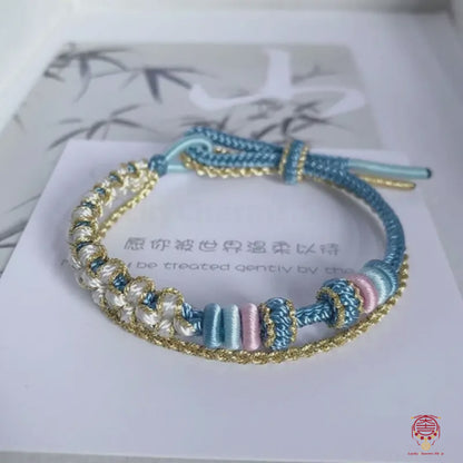 Bracelet tressé double couche empilable à nœud de fleur de pêcher, facile à réaliser soi-même, série 2
