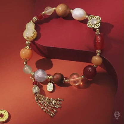Prince Gong's Mansion Multi-Gemstone & Sacred Wood Bead Bracelet
