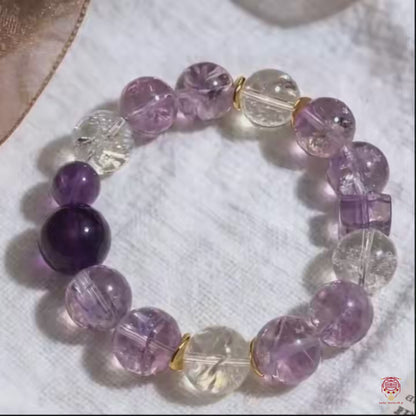 Statement-Armband aus natürlichem Amethyst und hochfrequentem Quarz
