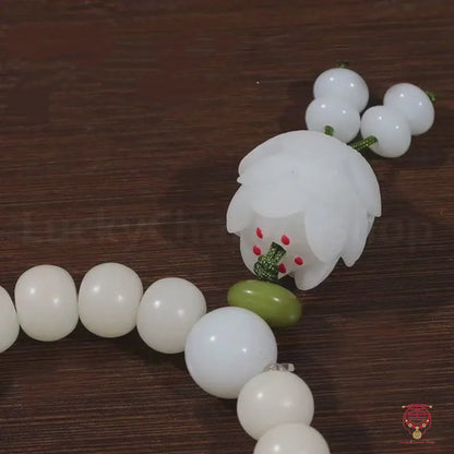 瑞獣トーテムマーラー - 霊隠寺ご祈祷済 8mm 白翡翠菩提 & 三大招福チャーム