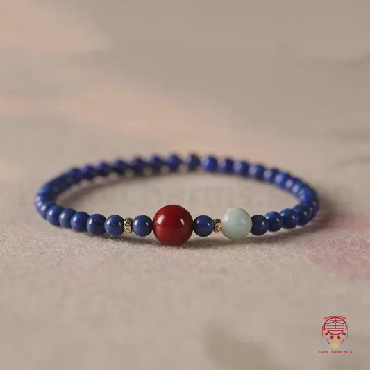 Lapis Lazuli & Cinnabar Fortune-Turning Single-Layer Bracelet | Awakening Wisdom and Locking in Good Fortune: Your Eastern Energy Lucky Totem