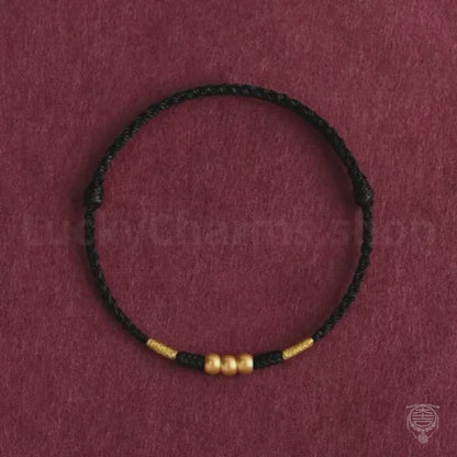 The Golden Anchor - Mont Putuo Bracelet Minimaliste Tressé en Perles d'Or Pur 24K Béni