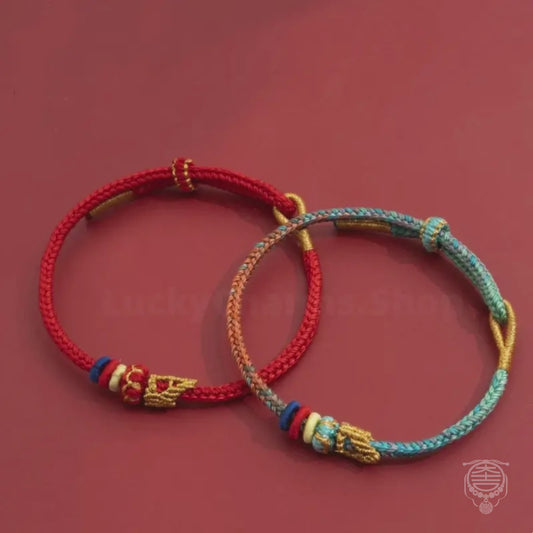 Bracelet tressé bouddhiste bicolore béni du Mont Putuo, porte-bonheur, à nœuds, facile à réaliser soi-même