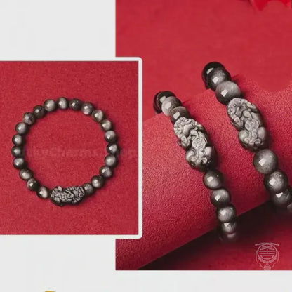 Natural Obsidian Men's Bracelet | 8mm/10mm, Pixiu, Fortune-Attracting, Evil-Averting