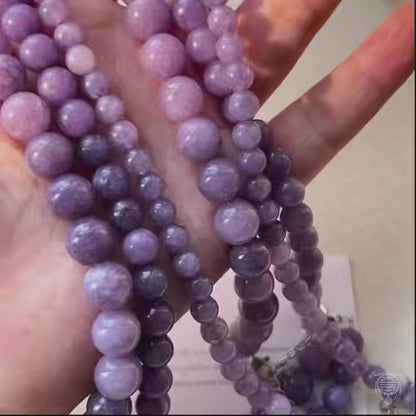 Natural Purple Chalcedony Bead Necklace - Minimalist Strand