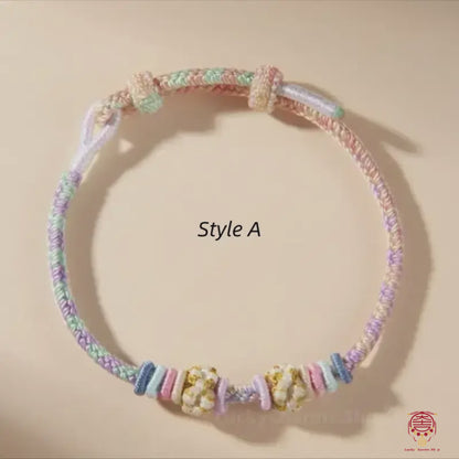 桃の花結びグラデーションカラーの幸運の編み込みブレスレット | DIYフレンドリーシリーズ6