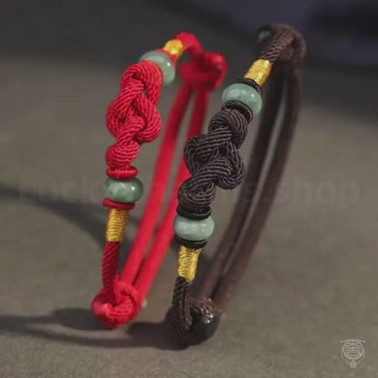 The Concentric Bond - Signature Heritage Hand-Tied Concentric Knot & Rotating Jade Bead Luck & Love Talisman Bracelet