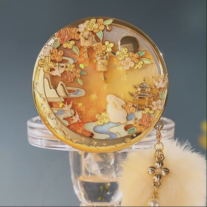 Palace Museum "Moonlit Rabbit & Osmanthus" Liquid Quicksand Compact Mirror