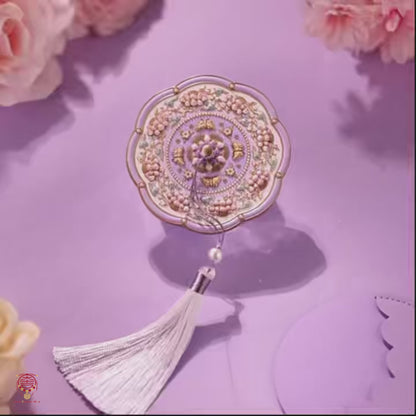 Palace Museum Pocket Mirror - Purple Floral Butterfly Folding Mirror