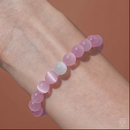 Pink Cat's Eye Strawberry Crystal Bracelet | Dunhuang Academy Creation